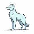 Minimalistic Cartoon Doodle Of An Icy Wolf