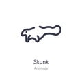 Skunk outline icon. isolated line vector illustration from animals collection. editable thin stroke skunk icon on white background