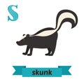 Skunk. S letter. Cute children animal alphabet in vector. Funny