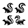Skunk silhouette set vector illustrations