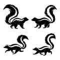 Skunk silhouette set vector illustrations
