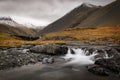 Skutafoss wild waterfall in autumn in Iceland