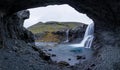Skutafoss wild waterfall in autumn in Iceland