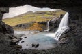 Skutafoss wild waterfall in autumn in Iceland