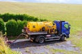 Skutc, Czech Republic - October 16 2019: Sewer pumping machine. Sewage Tank truck.