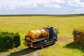 Skutc, Czech Republic - October 16 2019: Sewer pumping machine. Sewage Tank truck.