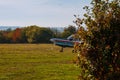 Skutec, Czech Republic, 20 October 2019: Small, 4-seater airplane before takeoff on the field