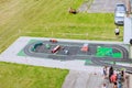 Skutech, Czech Republic, 27 June 2020: Drivers help children. Trucks festival in the Czech Republic. Toy trucks