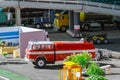 Skutech, Czech Republic, 27 June 2020: Drivers help children. Trucks festival in the Czech Republic. Toy trucks