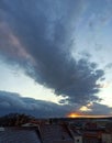 the sky above the roofs in the town, Serbia