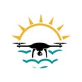 On the sky Aerial Camera Drone Logo Icon Graphic Design illustration