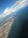 Sea beach coast horizon sky plane Royalty Free Stock Photo