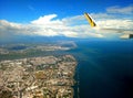 Sea beach coast horizon sky plane Royalty Free Stock Photo