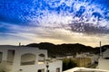 Sky with altocumulus floccus clouds at sunset in Almeria, Spain Royalty Free Stock Photo