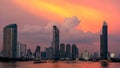 The sky is amazing of Bangkok at Chao Phraya River at twilight