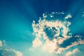 Sky background, blue sky, fresh air morning cloud nature wallpaper, bright sunny deep skies with sun ray through cloudy Royalty Free Stock Photo