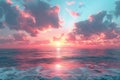 sky background with clouds and sunset, in the style of dark aquamarine and pink, lively coastal landscapes, photo Royalty Free Stock Photo