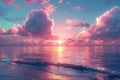 sky background with clouds and sunset, in the style of dark aquamarine and pink, lively coastal landscapes, photo Royalty Free Stock Photo