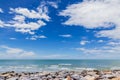 Sky with beautiful beach with rocks and tropical sea Royalty Free Stock Photo