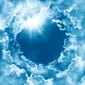 Sky beautiful cloud sunshine. Religion concept heavenly sky background. divine shining heaven, light. Peaceful background Royalty Free Stock Photo