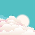 Sky with beautifull clouds and sunrise.Vector nature background