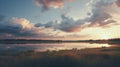 Charming Lake At Sunset: Photorealistic Cross-processed Uhd Image