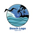 Sky blue Beach Logo Design in simple style