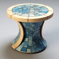 Sky-blue And Beige Mosaic Side Table 3d Model By Luon