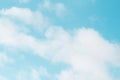 .Sky Blue,Cloud Background,Horizon Spring skyline white fluffy clouds in vivid cyan vintage tone,Backdrop Summer sky over beach, Royalty Free Stock Photo