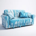 Cute Cartoonish 3d Cotton Cover Sofa With Blue And White Dripping Paint