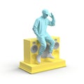 sky blue figure of hiphop dancer on white background
