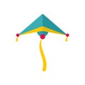 Sky blue kite icon, flat style Royalty Free Stock Photo