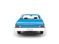 Sky blue old vintage muscle car - back view Royalty Free Stock Photo
