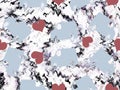 Sky blue red color car and love shaped seamless pattern design