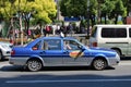 Sky blue taxi