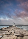 Sky and Breakwater at Rockland Harbor Breakwater Light