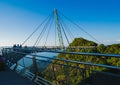 Sky bridge symbol Langkawi island. Adventure holiday. Modern technology. Tourist attraction. Travel concept. Sunset time Royalty Free Stock Photo