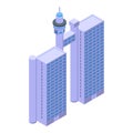 Sky building icon isometric vector. Serbia travel