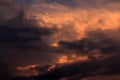 Background of sunset sky with dark clouds. For your inspirational inspiration text message or design backdrop. Royalty Free Stock Photo