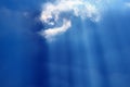 Sky Cloud Sunbeams Glow Sunny Blue Background Royalty Free Stock Photo