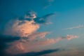 Sky clouds background blue orange colour dusk time Royalty Free Stock Photo