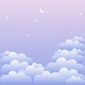 Sky and clouds background. Stylish design with a flat poster, flyers, postcards, web banners. Vector illustration. Pastel backgrou