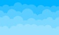 ?Sky clouds background. Vector blue gradient cartoon cloudy sky pattern seamless background Royalty Free Stock Photo