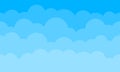 Sky clouds background. Vector blue gradient cartoon cloudy sky seamless pattern Royalty Free Stock Photo