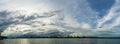 Sky and clouds Beautiful rainy season over river at sunset