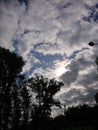 Dramatic sky with clouds try to find a UFO