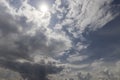 the sky in clouds of different shapes and sizes Royalty Free Stock Photo