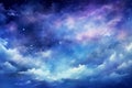 Sky clouds fantasy background with stars and nebula. Vector illustration Royalty Free Stock Photo