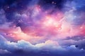 Sky clouds fantasy background with stars and nebula. Vector illustration Royalty Free Stock Photo