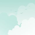 Sky And Clouds with Flaying Birds illustration.